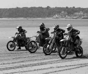 Racing on St Aubin's beach in 2002