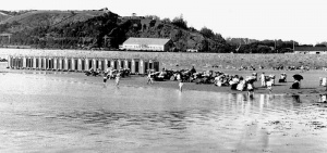 Bathing huts on the beach at West Park