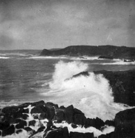 A rough sea photographed from the south of the bay