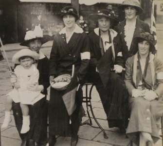 Collectors out raising funds for Belgian refugees in October 1914 – part of a flag day organised by the Evening Post.