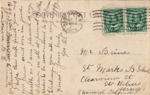 A postcard received when the school was in Clearview Street