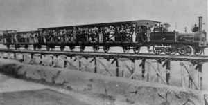 The track crossed the beach at La Haule on trestles
