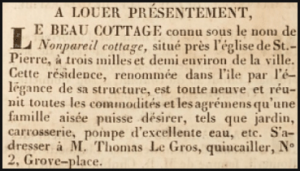 1833 advert in L'Impartial