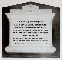 Memorial stone to Alfred George Richomme in St Clement's Church
