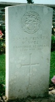 The grave of Great War casualty Walter Noel at Le Vertannoy British Cemetery, Hinges, near Bethune