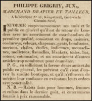1833 advert in L'Impartial