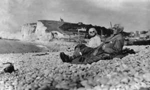 Alfred John and Sabina on the beach at Dover in 1955