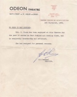 A reference for an Odeon employee in 1953