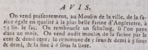 The Town Mill advertised flour of the same quality as the best from England in Gazette de l'Ile de Jersey in 1798