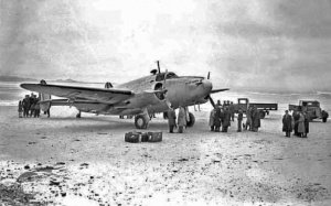 A Lockheed aircraft landed on the beach at St Ouen's Bay in 1940 when fog blanketed the Airport
