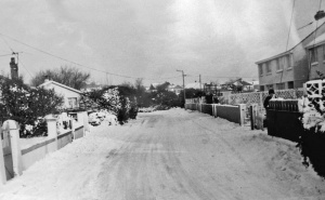 Maupertuis Lane covered in snow in the 1960s
