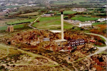 The La Moye desalination plant in 1995 before the chimney was removed