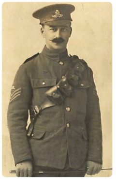 Sergeant Francis Philip de Gruchy, MM, was the son of Francis William and Jane Emma, nee Gallichan; formerly a member of the Jersey militia, he served with the Royal Garrison Artillery. After his own gun had been put out of action in July 1917 he took charge of another and repelled an enemy attack, after which only he and a bombardier remained uninjured. Later in the year he was wounded in the hip and foot, and having returned to his unit from the dressing station, he was laid out by a gas attack. He spent some time in hospital before returning home to Jersey, and was due to go into a convalescent home.