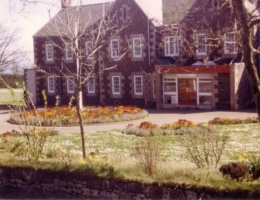 Haut de la Garenne ready for filming with the dummy entrance porch, built around a scaffold, in place