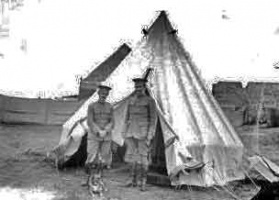 Two men with their tent