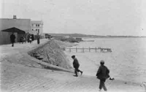 A diving stage pictured in 1890 before the pool was built