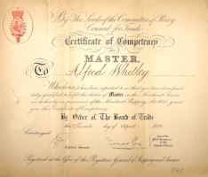 Alfred Whitley's master's certificate