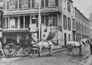 A Paragon charabanc photographed by Albert Smith leaving the Halkett Place depot which was in the grounds of the Paragon Hotel