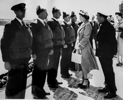 Queen Elizabeth meets the lifeboat crew in 1957