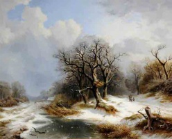 Winter scene; Andreas Schelfhout school
