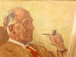 Frederick Alfred Phillips (1891-1975), son of Frederick (1857-1932) and Marion, nee Gurney and husband of Gwendolyn Sophie Herbert Smith (1896-1980). This portrait was painted by his close friend Edmund Blampied