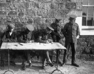 Cricket scorers in 1913 photographed by Percival Dunham