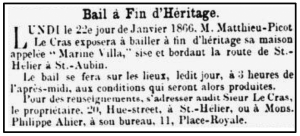 1866 - Marine Villa offered for sale by perpetual lease by Matthieu Picot Le Cras