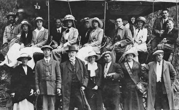 A well-dressed group on an outing