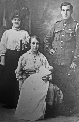 Robert Blandamour, with his wife Hilda and her mother Annie Caroline Grimshaw, nee Waters