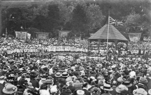 A major event in the park, but the exact nature and date are not known. The banners suggest that it was some form of religious event
