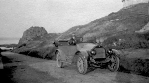This picture of a lady at the wheel of a car at La Corbiere was supplied to us dated '1940s', but we believe it to be possibly two decades earlier