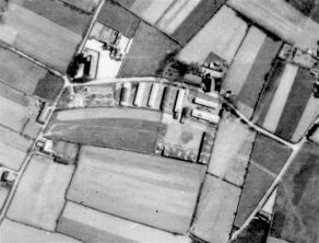 Aerial view of Lager Molders, a camp in St Ouen for forced labourers
