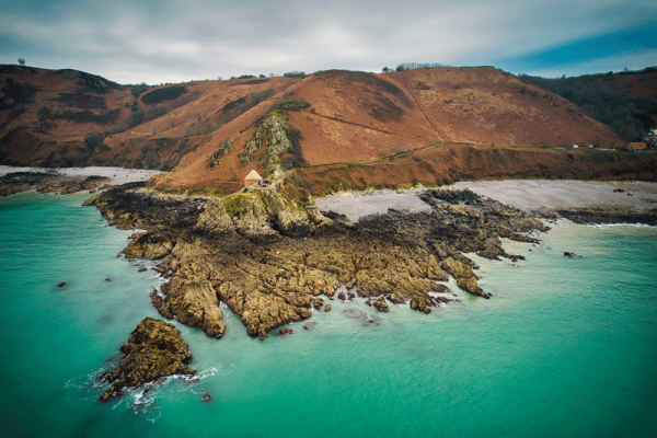 Two drone photographs of the fort ...