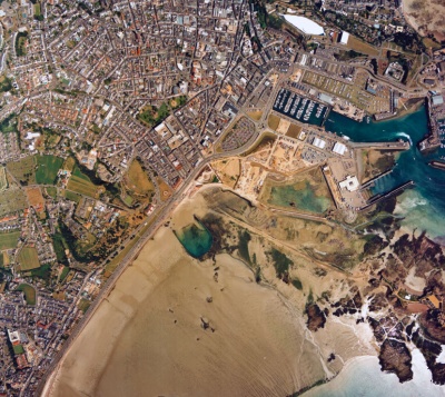 St Helier and the harbour from the south-west