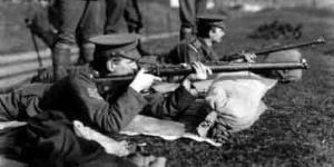 Rifle practice at a Grouville Common camp photographed by Edwin Dale