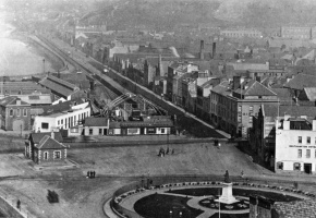 The roof of the St Helier terminus under construction