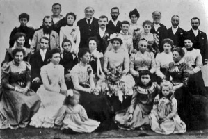 Wedding of Charlotte Tostevin and Winter Gallie, 9 October 1900, Primitive Methodist Church, St Helier. (Charlotte Tostevin, daughter of George Samuel Tostevin)