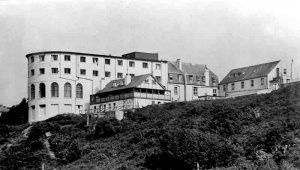 The hotel seen from below