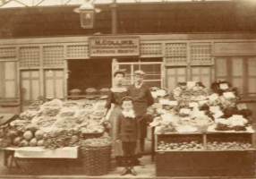 H Collins market stall in 1900