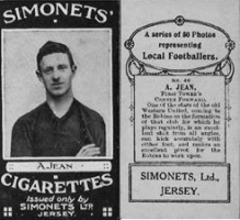 A 1925 cigarette card featuring First Tower forward A Jean