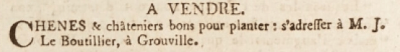 J Le Boutillier had young oaks and chestnuts ready for planting at Grouville in January 1804