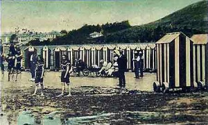 Bathing huts in St Aubin's Bay