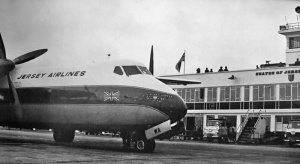 Handley Page's Herald demonstrator on its first visit to Jersey, probably in early 1960. Jersey Airlines were lent this aircraft pending the delivery of their first Herald ordered