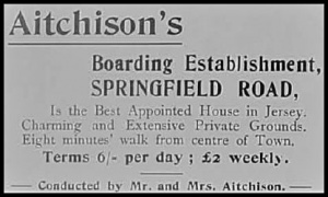 Advert for Aitcheson's boarding establishment in 1900 publication Beautiful Jersey held by Jersey Heritage