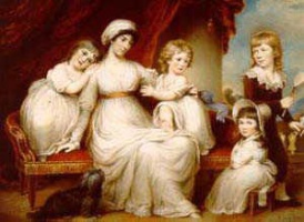 Sarah Marie de Ste Croix, second wife of Jersey miniaturist Philippe Jean, with their four children