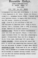 Braeside Lodge hire car arrangements for 1970