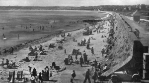 The beach in 1935 - the tide was in so no aircraft could land