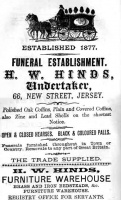 Undertaker H W Hinds was based at 66 New Street