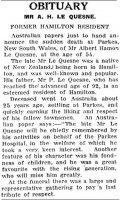 Franklin Times, 1938 - Alfred Le Quesne obituary