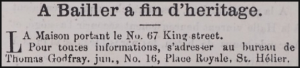 The property was advertised for sale in Jersey Punch in 1873